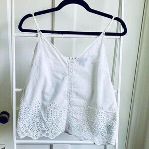 100% cotton white Paige v-neck eyelet camisole tank top